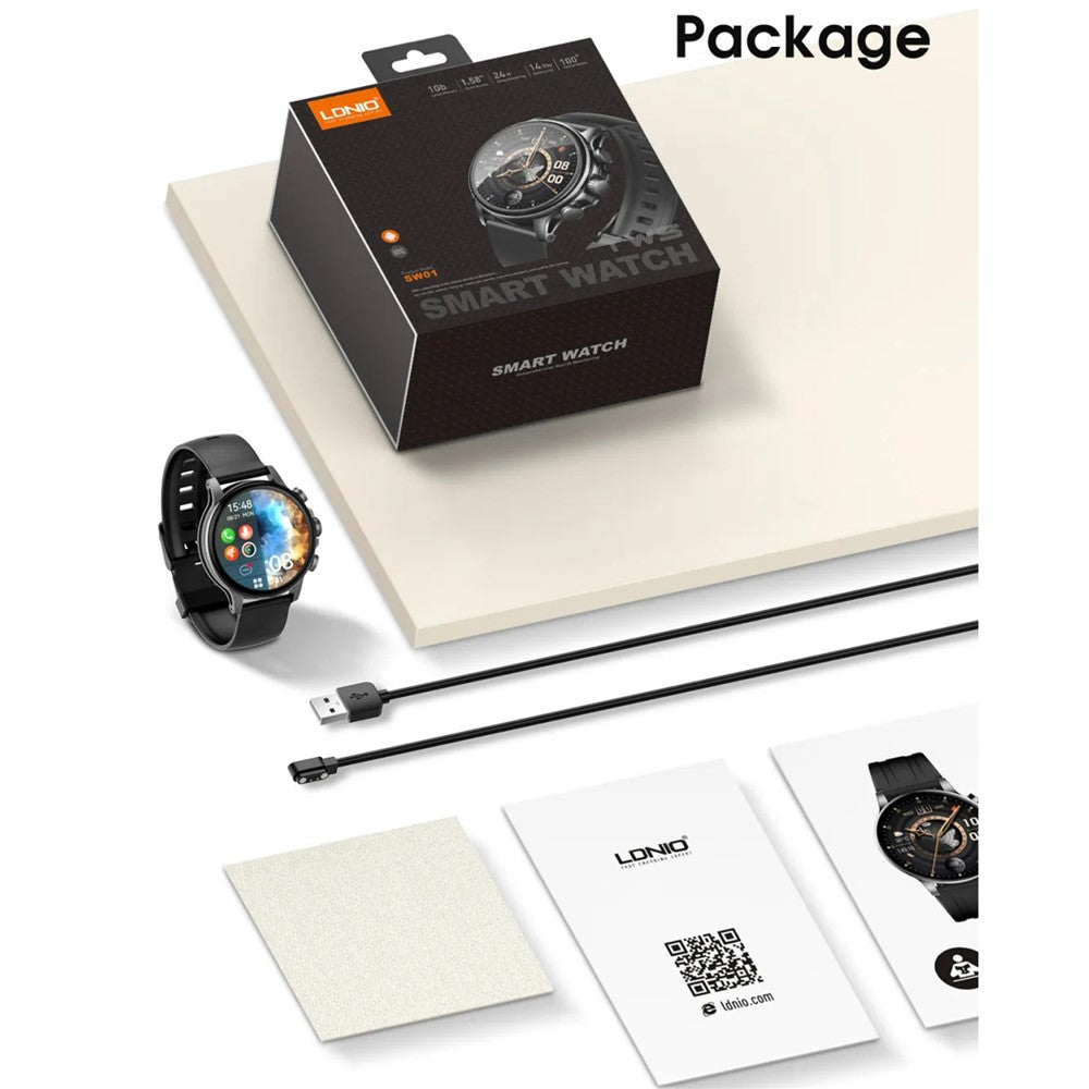 LDNIO SW01 Smart Watch 1.58 Inch AMOLED IP68 Waterproof Bluetooth-compatible Call Heart Rate Blood Oxygen Sleep Health Monitor