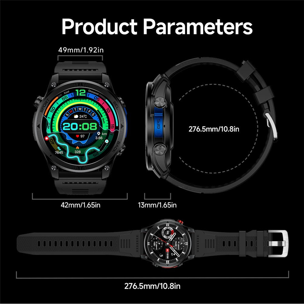 GTH5 1.46 Inch GPS Smart Watch IP68 Waterproof 100+ Sports Modes Bluetooth-compatible Call Wristwatch