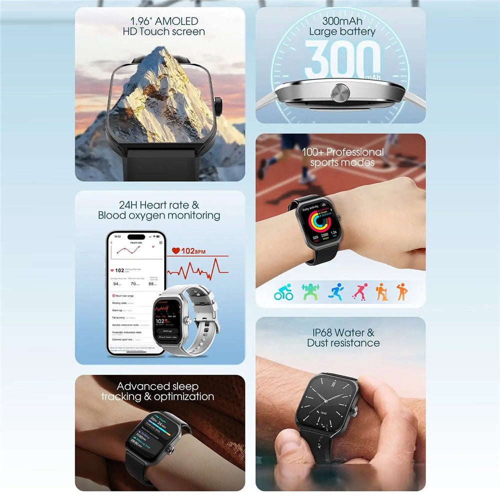 LDNIO SW04 Smart Watch for Sports 1.96 Inch AMOLED HD Screen Heart Rate Blood Oxygen Monitor