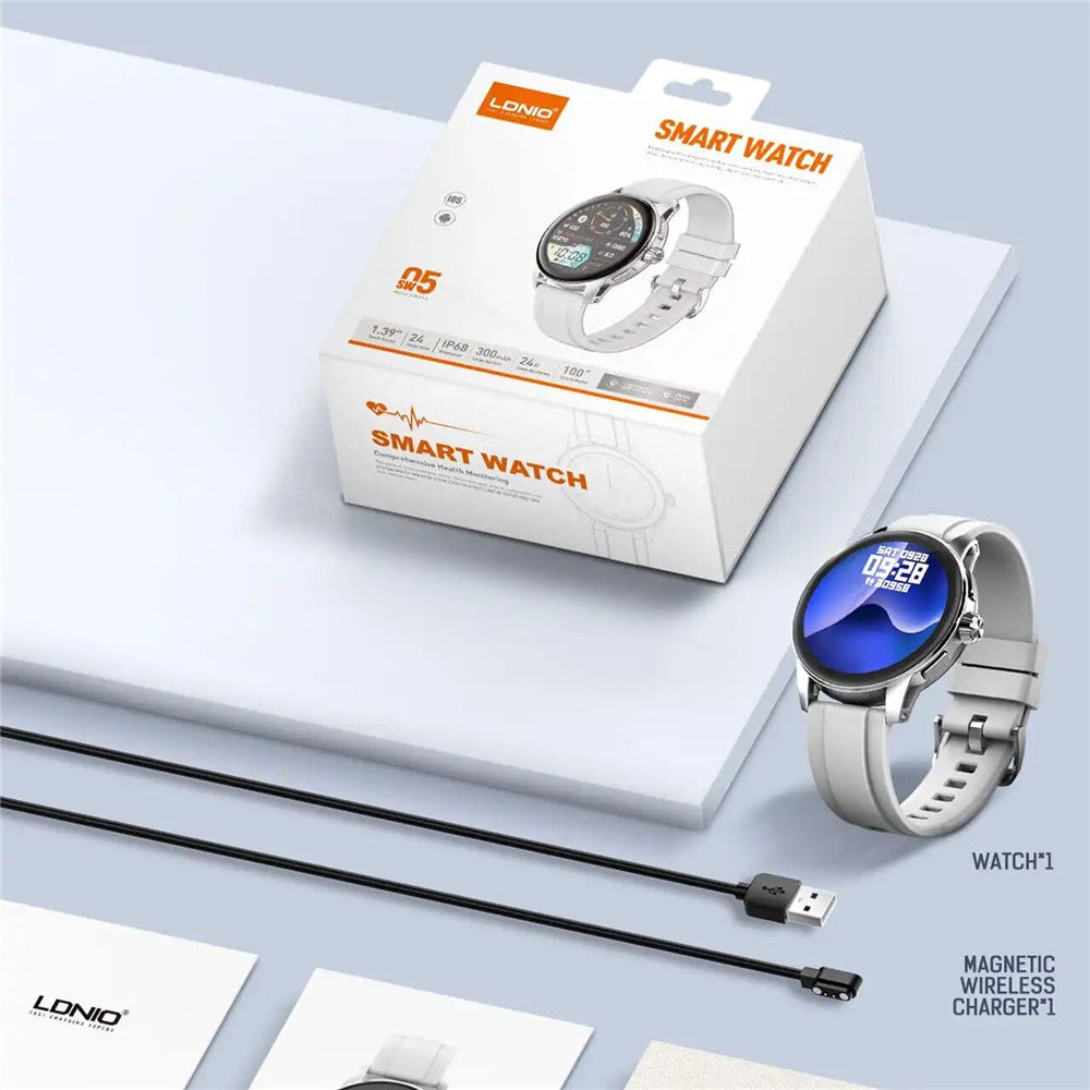 LDNIO SW05 IP68 Waterproof Smart Watch 1.39 Inch HD Screen Heart Rate Blood Oxygen Monitor 100+ Sports Modes