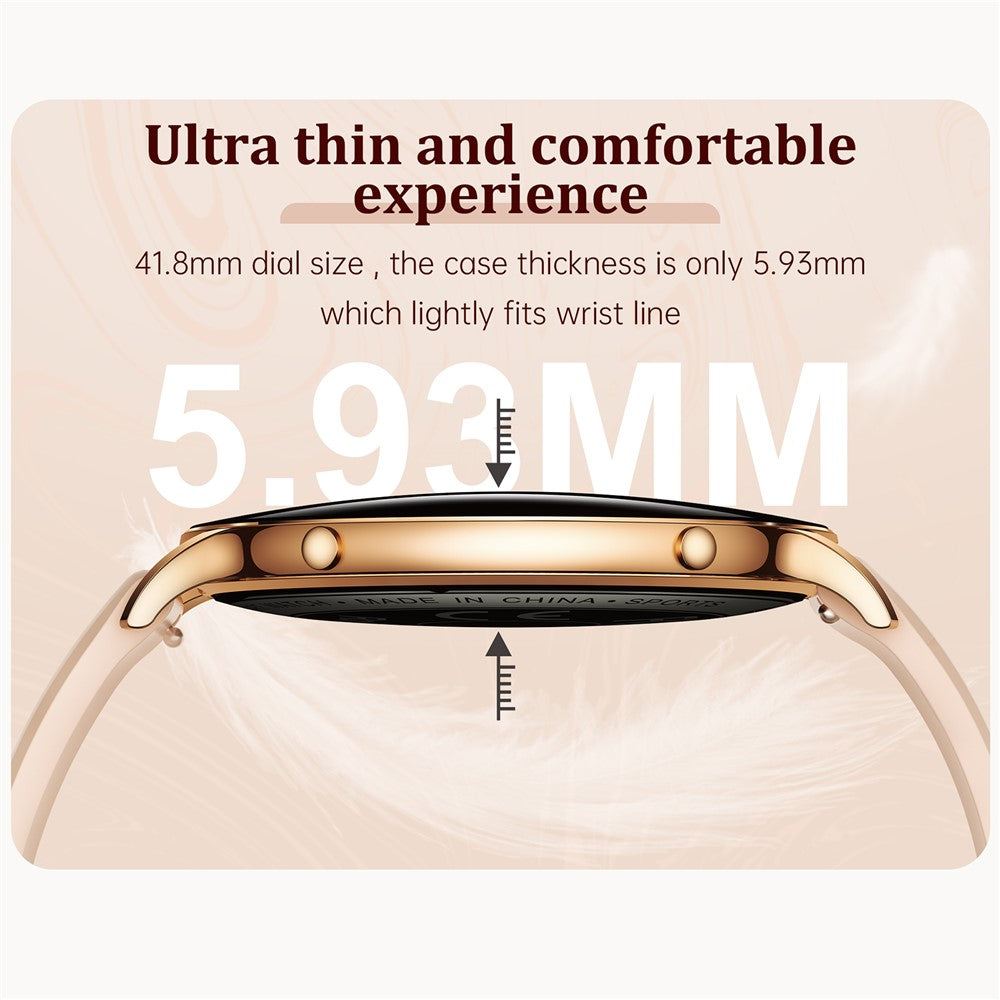 M201 Ultra Thin Women Smart Watch 1.32 Inch AMOLED Screen Heart Rate Monitor IP68 Waterproof for Sports