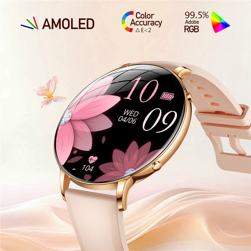 M201 Ultra Thin Women Smart Watch 1.32 Inch AMOLED Screen Heart Rate Monitor IP68 Waterproof for Sports