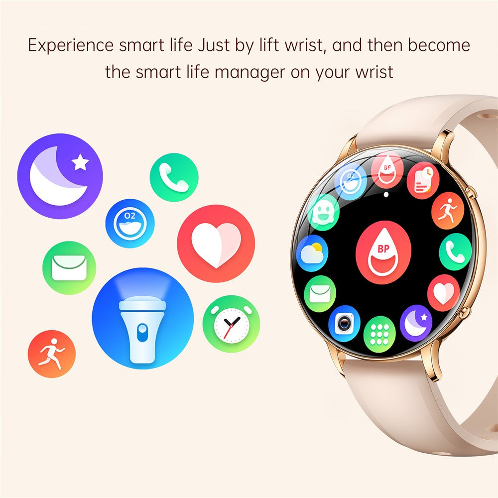 M201 Ultra Thin Women Smart Watch 1.32 Inch AMOLED Screen Heart Rate Monitor IP68 Waterproof for Sports