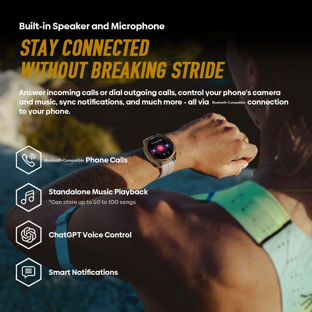 ZEBLAZE Stratos 4 Pro 1.43 inch AMOLED Smartwatch GPS Bluetooth-compatible Calling 5ATM Waterproof