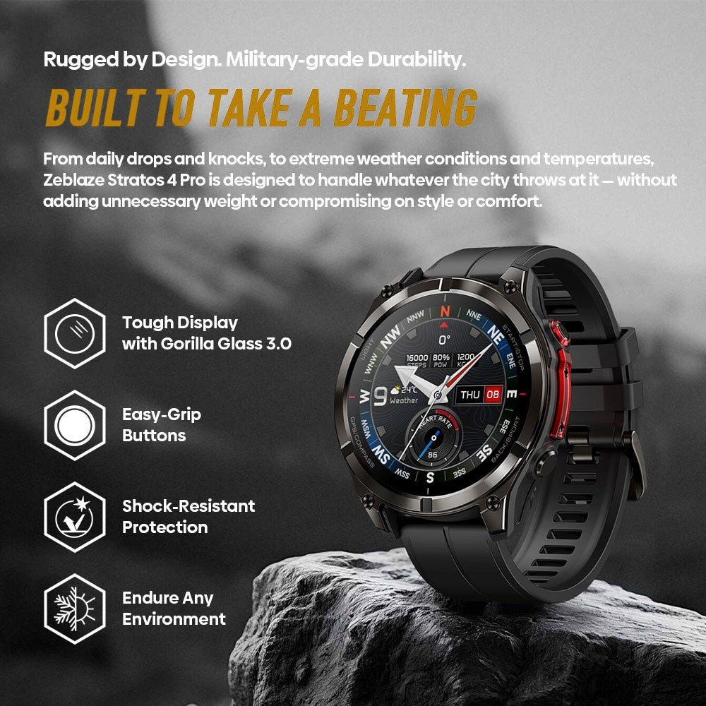 ZEBLAZE Stratos 4 Pro 1.43 inch AMOLED Smartwatch GPS Bluetooth-compatible Calling 5ATM Waterproof