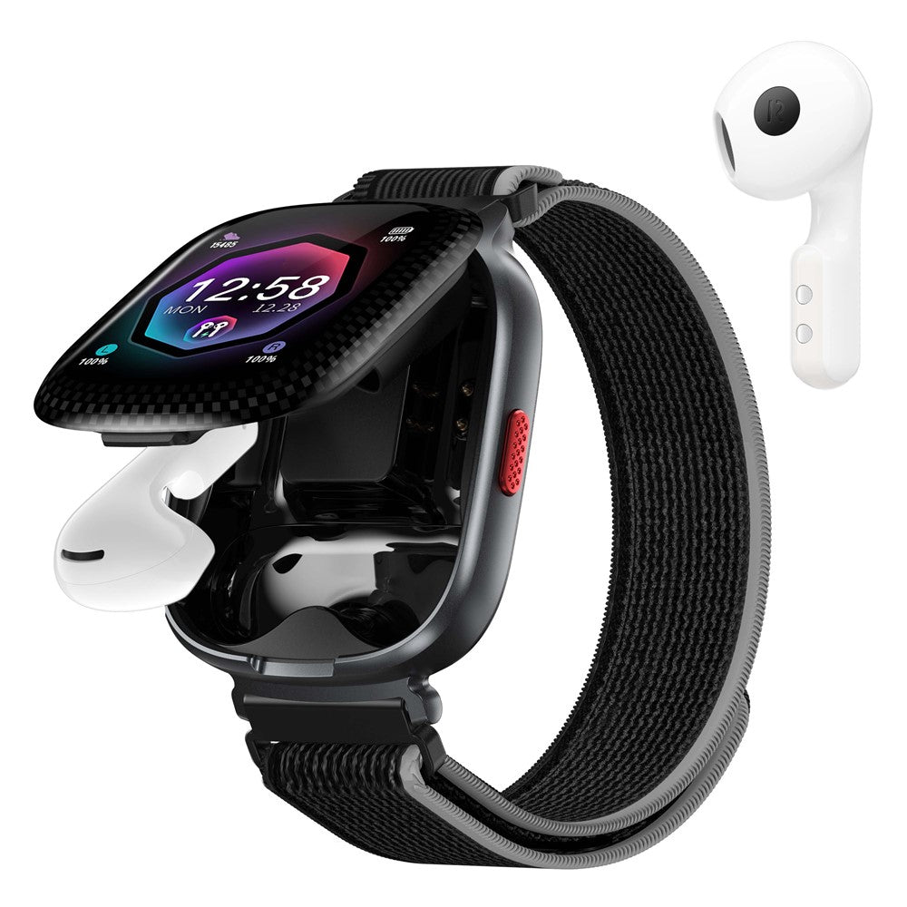 D22 2 in 1 Smart Watch Bluetooth-Compatible Earbuds 1.88 Inch Touch Screen AI Voice Assistant Real-Time Translation, Nylon Strap