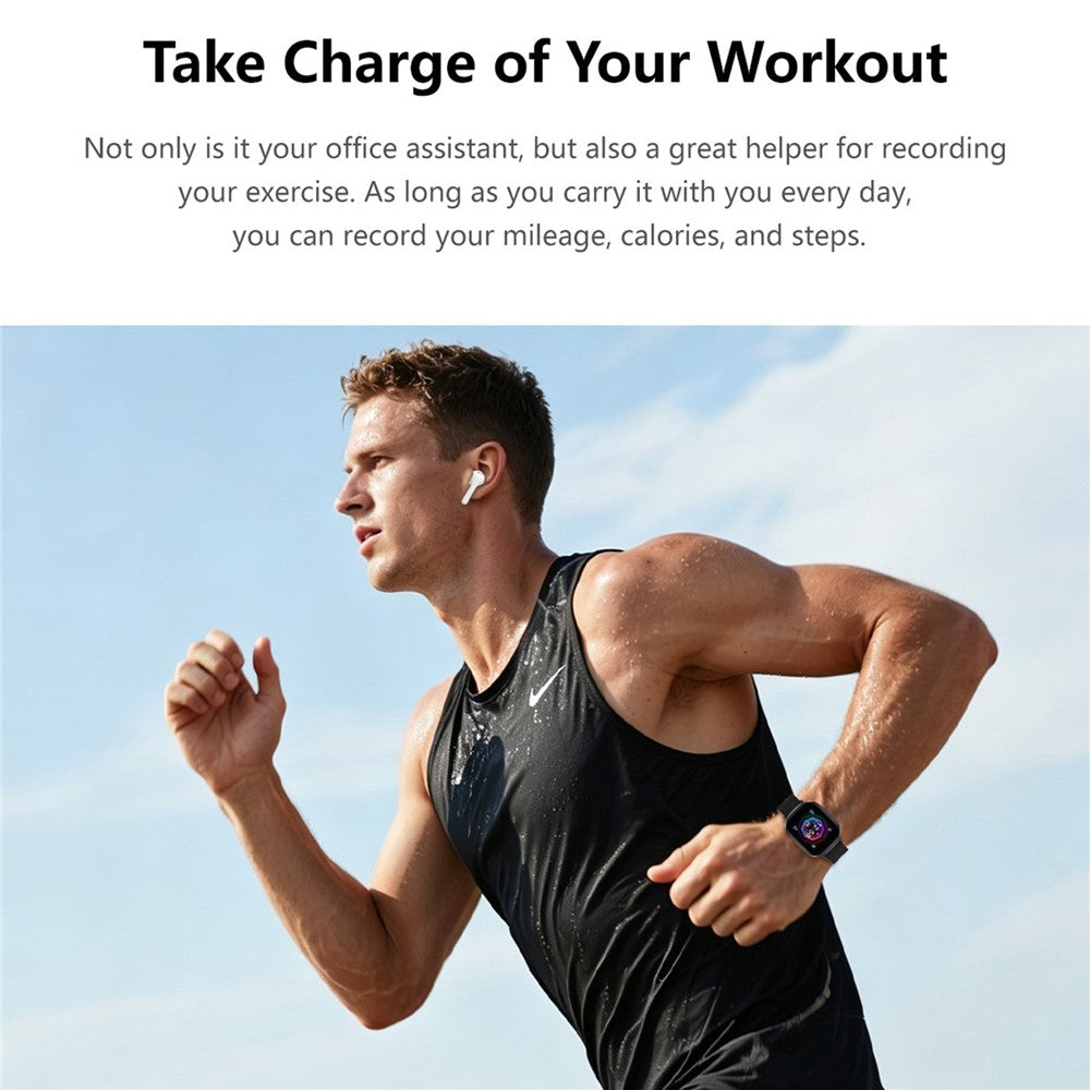 D22 2 in 1 Smart Watch Bluetooth-Compatible Earbuds 1.88 Inch Touch Screen AI Voice Assistant Real-Time Translation, Nylon Strap