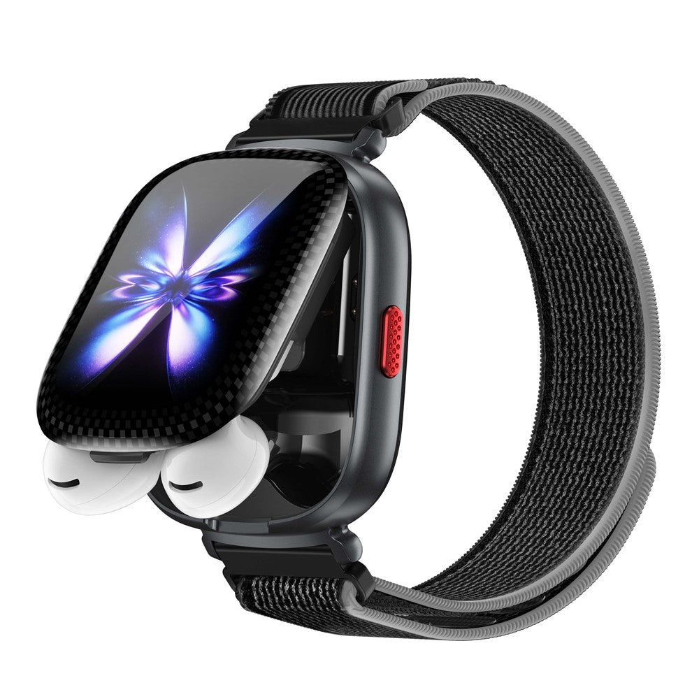 D22 2 in 1 Smart Watch Bluetooth-Compatible Earbuds 1.88 Inch Touch Screen AI Voice Assistant Real-Time Translation, Nylon Strap