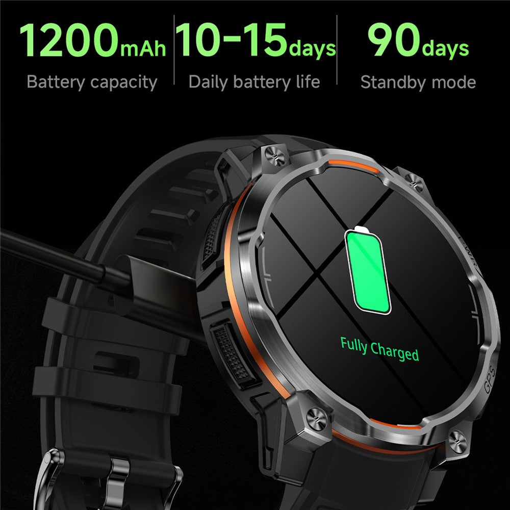 KC108 Smart Outdoor Sports Watch 1.46 inch HD Display GPS Bluetooth-Compatible Calling Heart Rate SpO2 Monitor