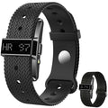 B12 Smart Bracelet Heart Rate Blood Oxygen Sleep Monitor IP68 Waterproof 0.8 Inch LED Display, with Silicone+Canvas Strap