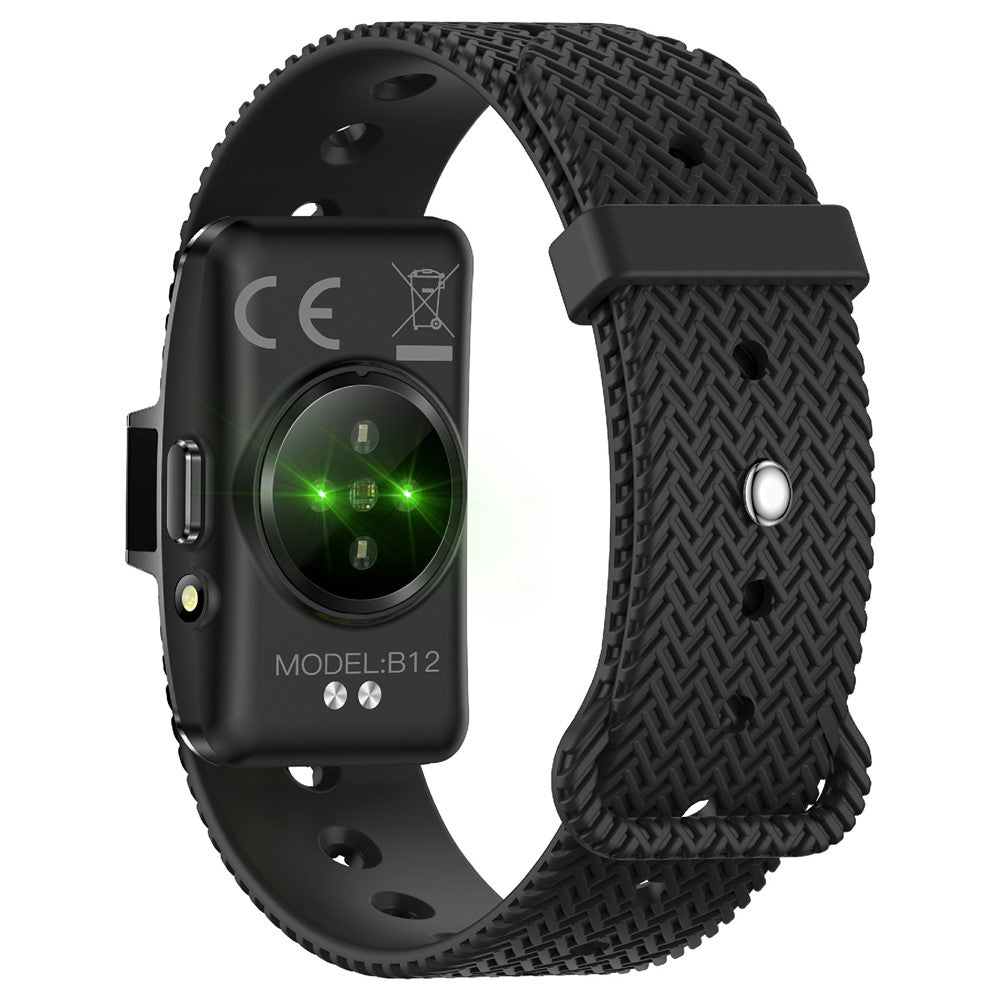 B12 Smart Bracelet Heart Rate Blood Oxygen Sleep Monitor IP68 Waterproof 0.8 Inch LED Display, with Silicone+Canvas Strap