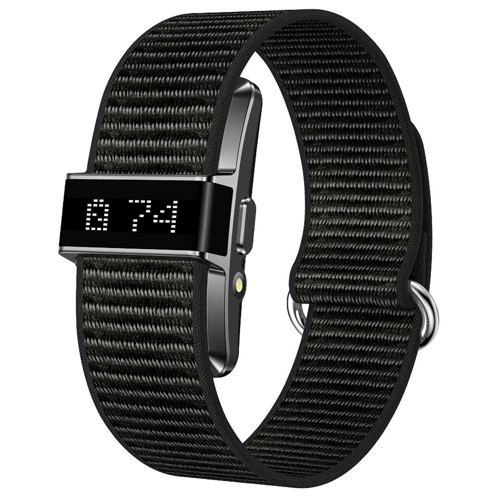 B12 Smart Bracelet Heart Rate Blood Oxygen Sleep Monitor IP68 Waterproof 0.8 Inch LED Display, with Silicone+Canvas Strap