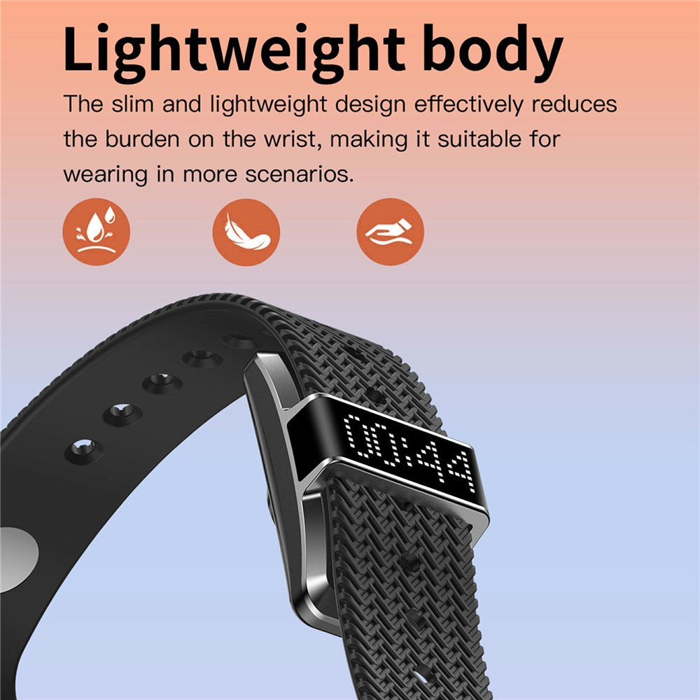 B12 Smart Bracelet Heart Rate Blood Oxygen Sleep Monitor IP68 Waterproof 0.8 Inch LED Display, with Silicone+Canvas Strap