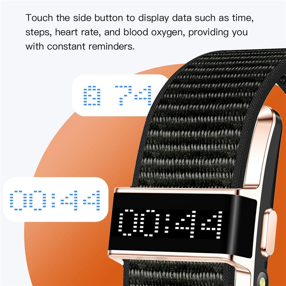 B12 Smart Bracelet Heart Rate Blood Oxygen Sleep Monitor IP68 Waterproof 0.8 Inch LED Display, with Silicone+Canvas Strap