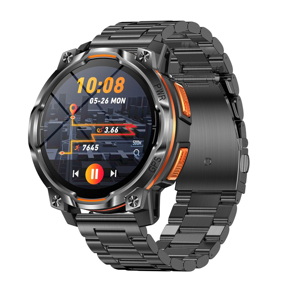 KC108 Smart Watch with 3-Bead Steel Strap 1.46 Inch HD Display GPS Bluetooth-compatible Calling Heart Rate Blood Oxygen Monitor