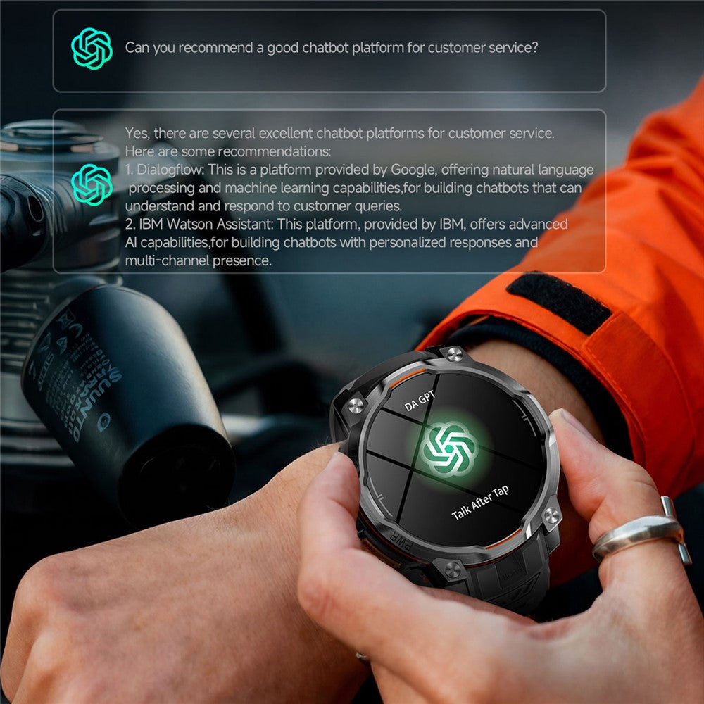 KC108 Smart Watch with 3-Bead Steel Strap 1.46 Inch HD Display GPS Bluetooth-compatible Calling Heart Rate Blood Oxygen Monitor