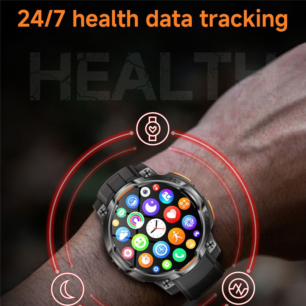 KC108 Smart Watch with 3-Bead Steel Strap 1.46 Inch HD Display GPS Bluetooth-compatible Calling Heart Rate Blood Oxygen Monitor