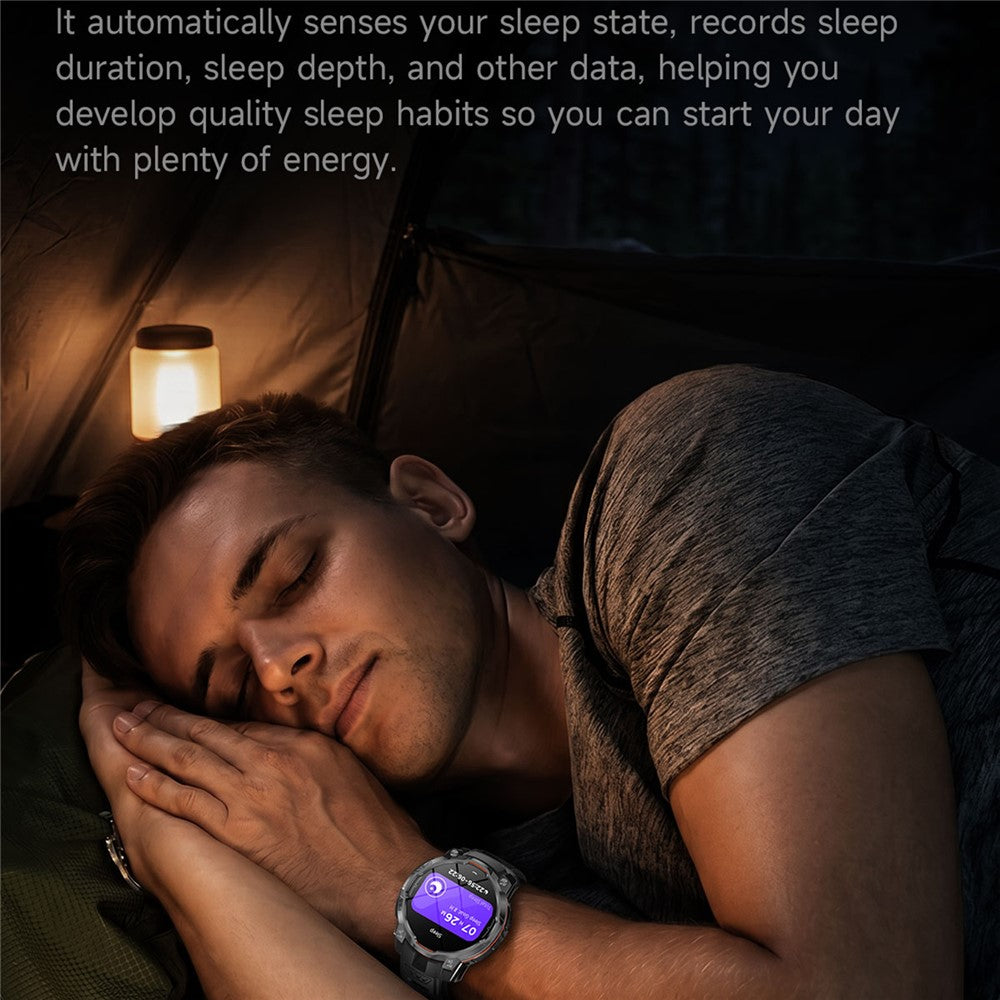 KC108 Smart Watch with 3-Bead Steel Strap 1.46 Inch HD Display GPS Bluetooth-compatible Calling Heart Rate Blood Oxygen Monitor