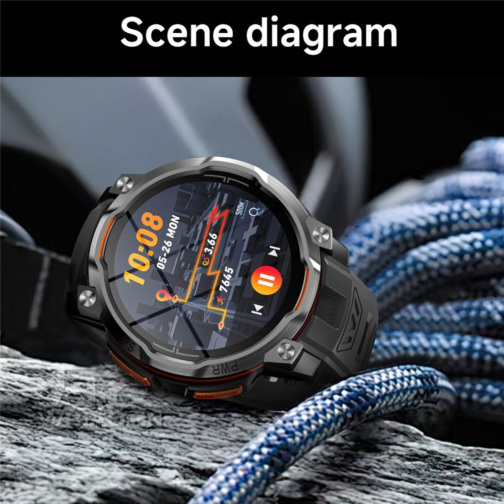 KC108 Smart Watch with 3-Bead Steel Strap 1.46 Inch HD Display GPS Bluetooth-compatible Calling Heart Rate Blood Oxygen Monitor