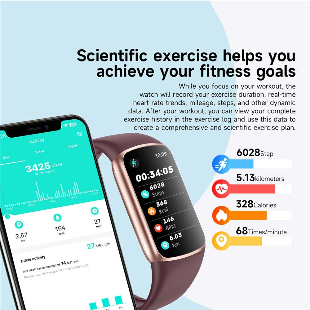 FT55 Smart Watch 1.47 Inch TFT Touchscreen 123 Sports Modes Health Monitoring 3ATM Waterproof