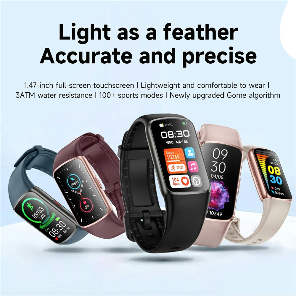 FT55 Smart Watch 1.47 Inch TFT Touchscreen 123 Sports Modes Health Monitoring 3ATM Waterproof