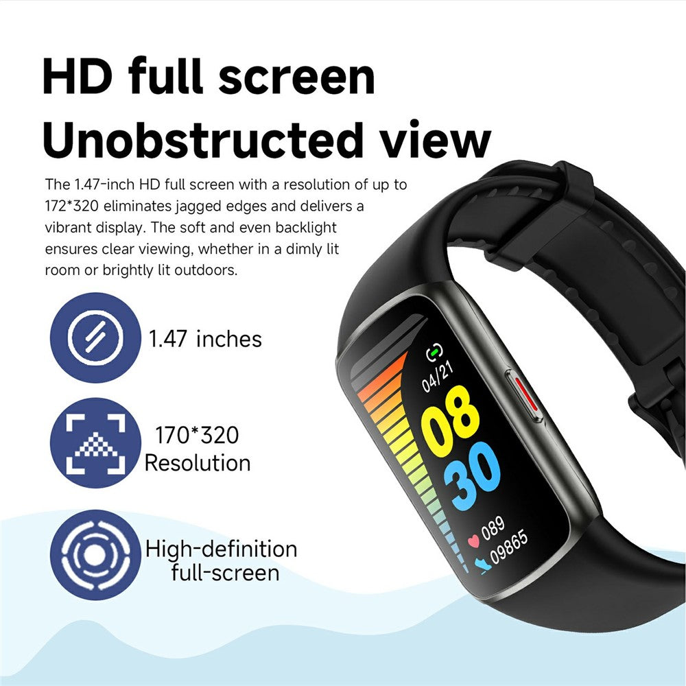 FT55 Smart Watch 1.47 Inch TFT Touchscreen 123 Sports Modes Health Monitoring 3ATM Waterproof