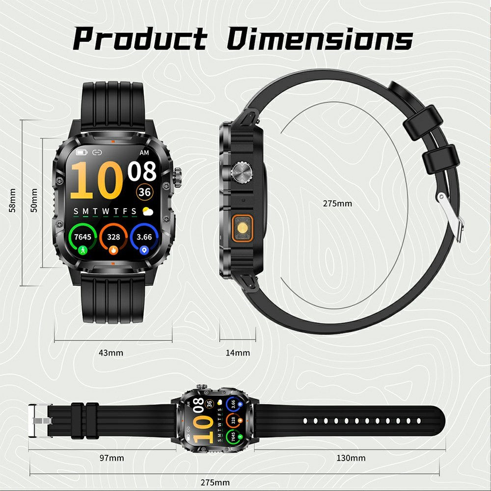 Y8 1.95 inch Smart Watch with 1000mAh Battery IP68 Waterproof LED Flashlight Heart Rate Blood Oxygen Sleep Monitor for Outdoor Sports
