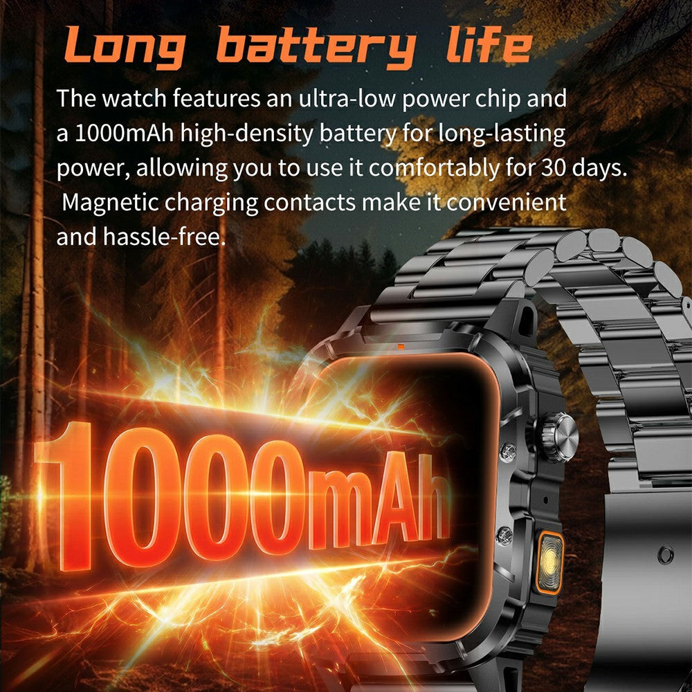 Y8 1.95 inch Smart Watch with 1000mAh Battery IP68 Waterproof LED Flashlight Heart Rate Blood Oxygen Sleep Monitor for Outdoor Sports