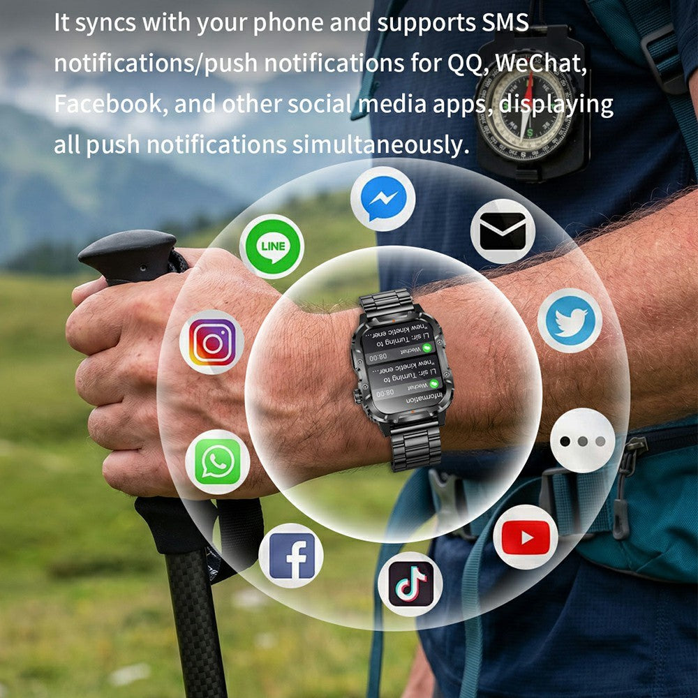 Y8 1.95 inch Smart Watch with 1000mAh Battery IP68 Waterproof LED Flashlight Heart Rate Blood Oxygen Sleep Monitor for Outdoor Sports
