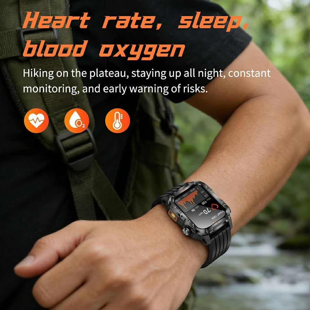 Y8 1.95 inch Smart Watch with 1000mAh Battery IP68 Waterproof LED Flashlight Heart Rate Blood Oxygen Sleep Monitor for Outdoor Sports