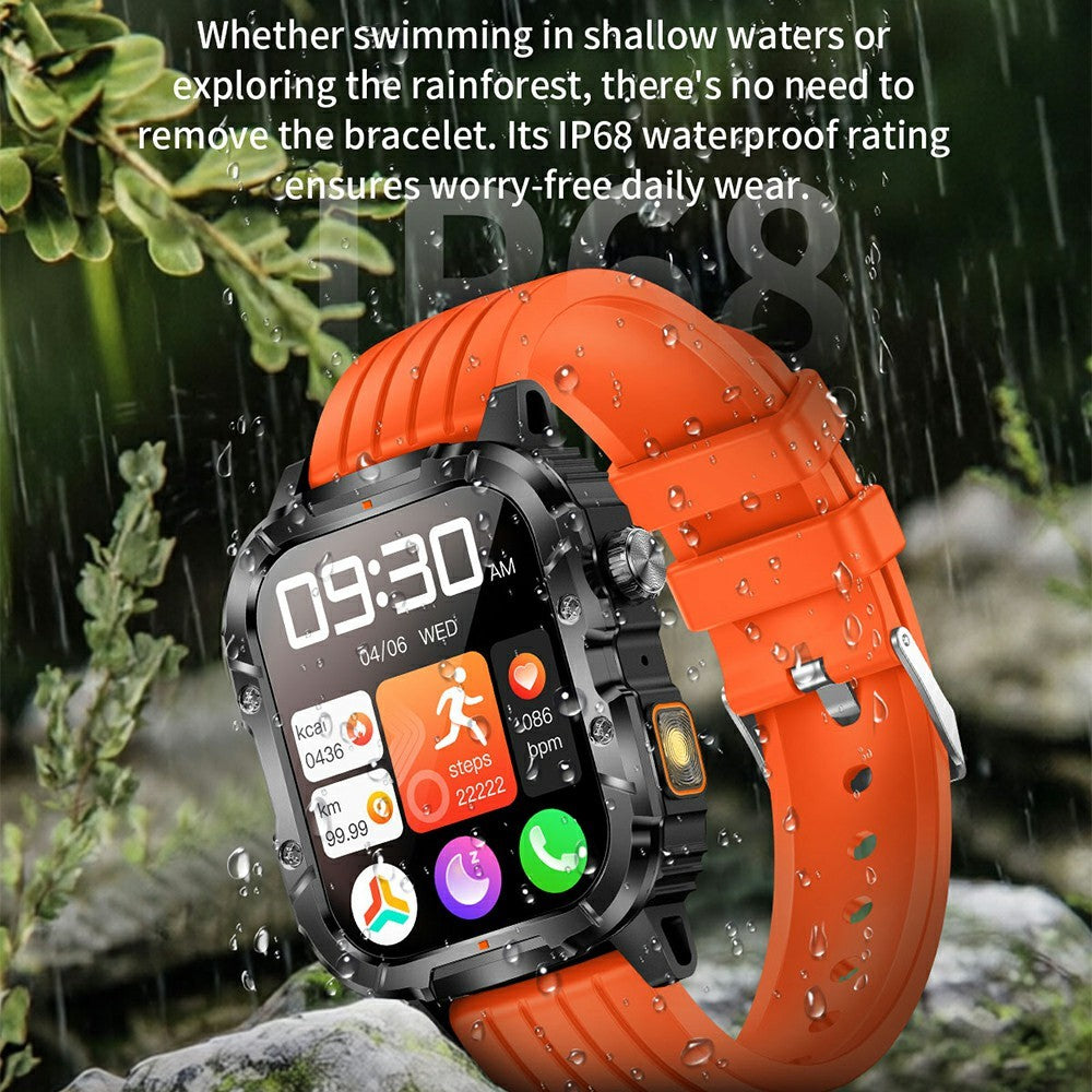 Y8 1.95 inch Smart Watch with 1000mAh Battery IP68 Waterproof LED Flashlight Heart Rate Blood Oxygen Sleep Monitor for Outdoor Sports