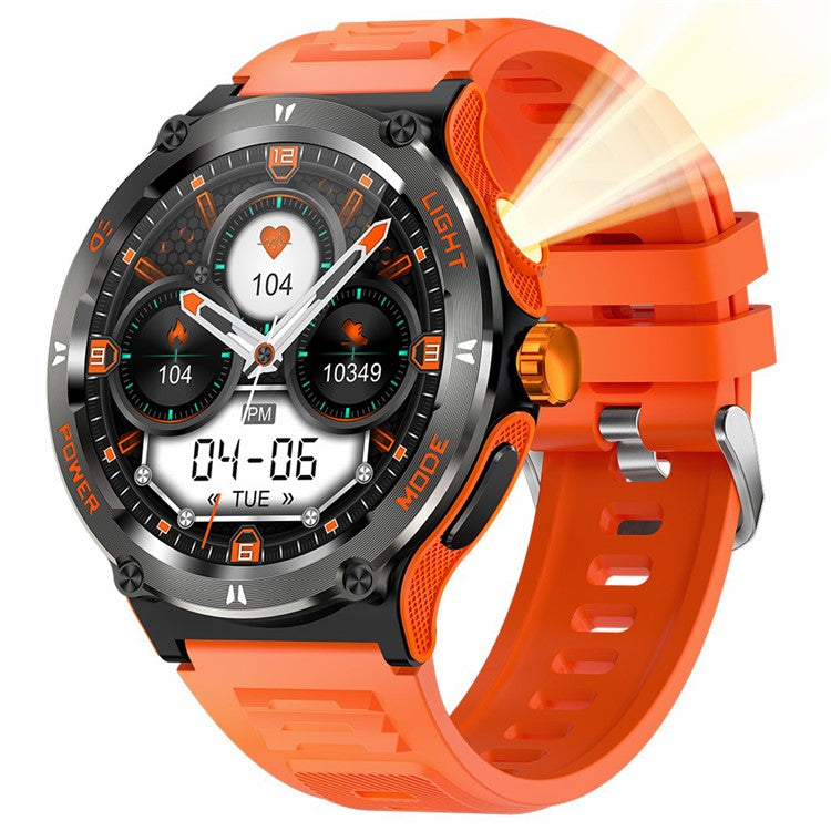 KT76 3ATM Waterproof Health Monitor 1.53-inch Bluetooth-compatible Smart Watch with Flashligh
