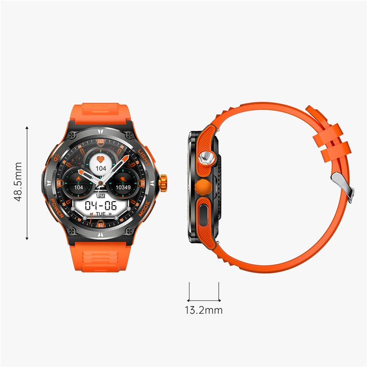 KT76 3ATM Waterproof Health Monitor 1.53-inch Bluetooth-compatible Smart Watch with Flashligh