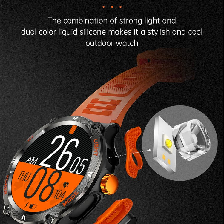 KT76 3ATM Waterproof Health Monitor 1.53-inch Bluetooth-compatible Smart Watch with Flashligh