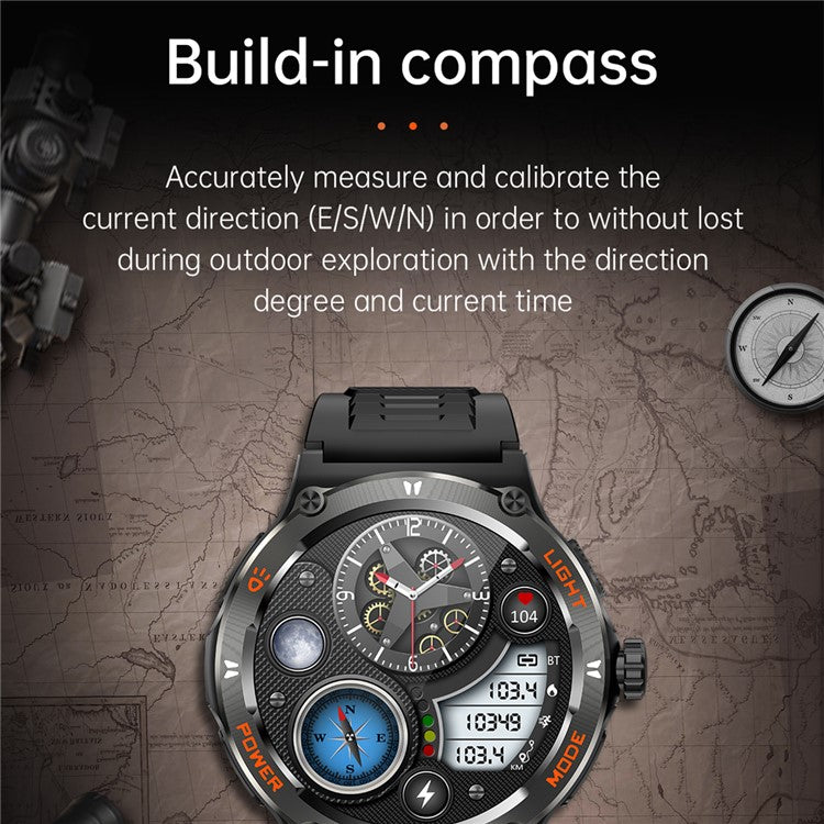 KT76 3ATM Waterproof Health Monitor 1.53-inch Bluetooth-compatible Smart Watch with Flashligh