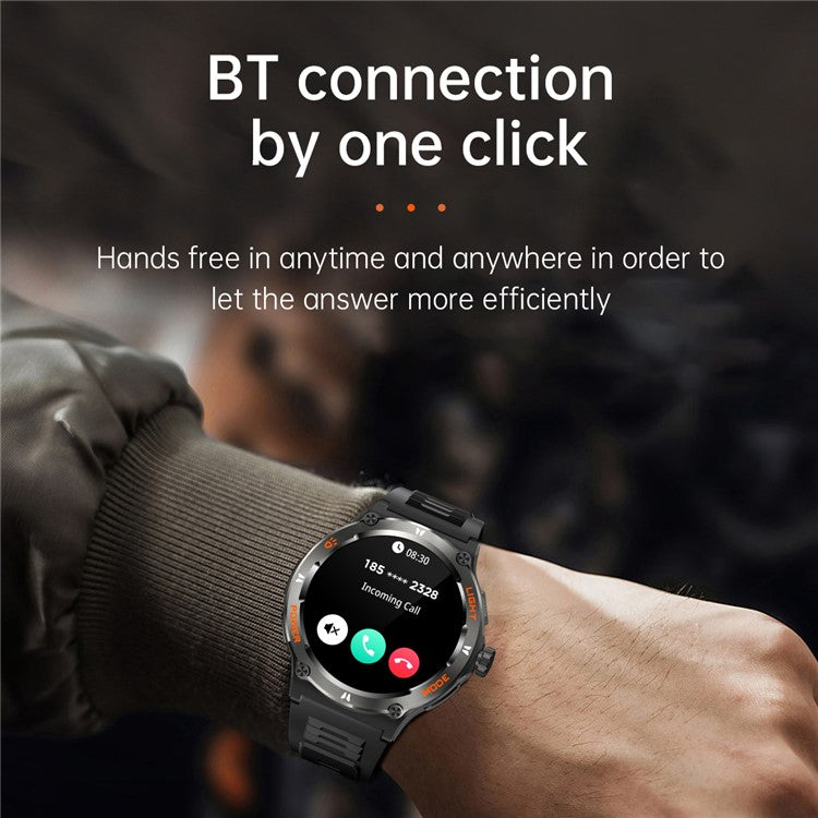 KT76 3ATM Waterproof Health Monitor 1.53-inch Bluetooth-compatible Smart Watch with Flashligh