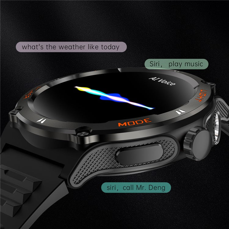 KT76 3ATM Waterproof Health Monitor 1.53-inch Bluetooth-compatible Smart Watch with Flashligh