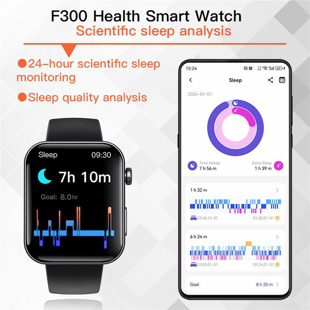 F300 2.10 inch HD Screen Smart Watch Bluetooth-compatible Call Heart Rate Monitor Sport Watch