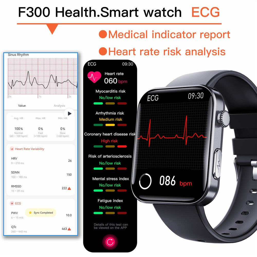 F300 2.10 inch HD Screen Smart Watch Bluetooth-compatible Call Heart Rate Monitor Sport Watch