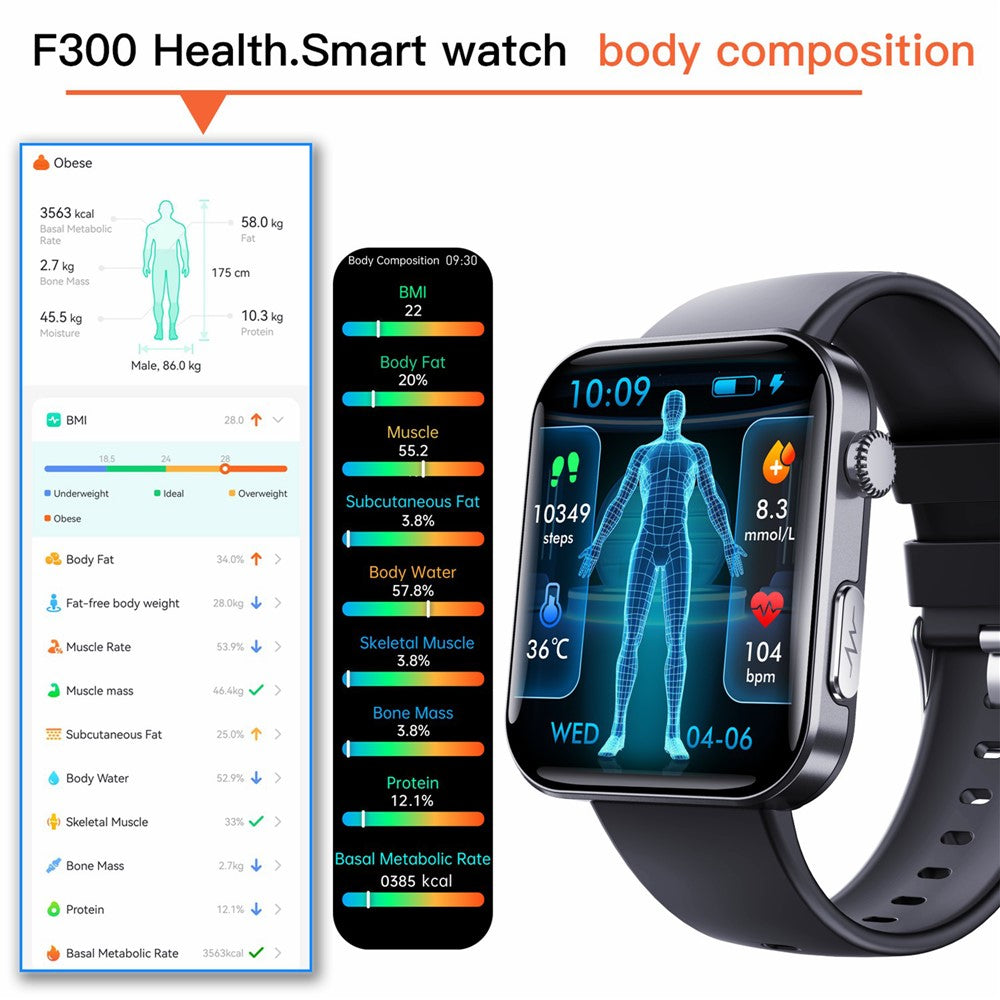 F300 2.10 inch HD Screen Smart Watch Bluetooth-compatible Call Heart Rate Monitor Sport Watch