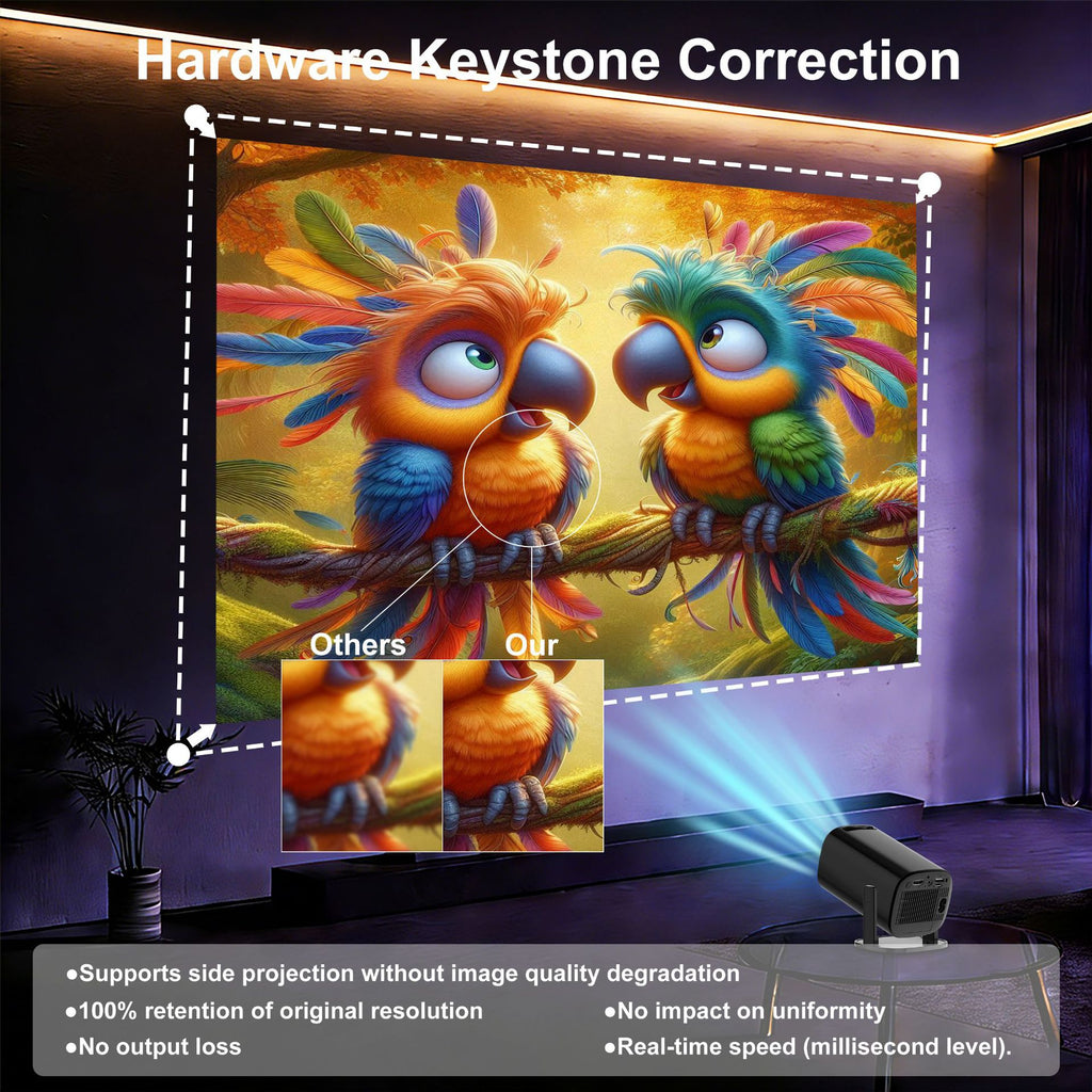 V1 Smart Video Projector Android 14 Automatic Keystone Correction WiFi / Bluetooth-compatible Home Theater, 1+8GB