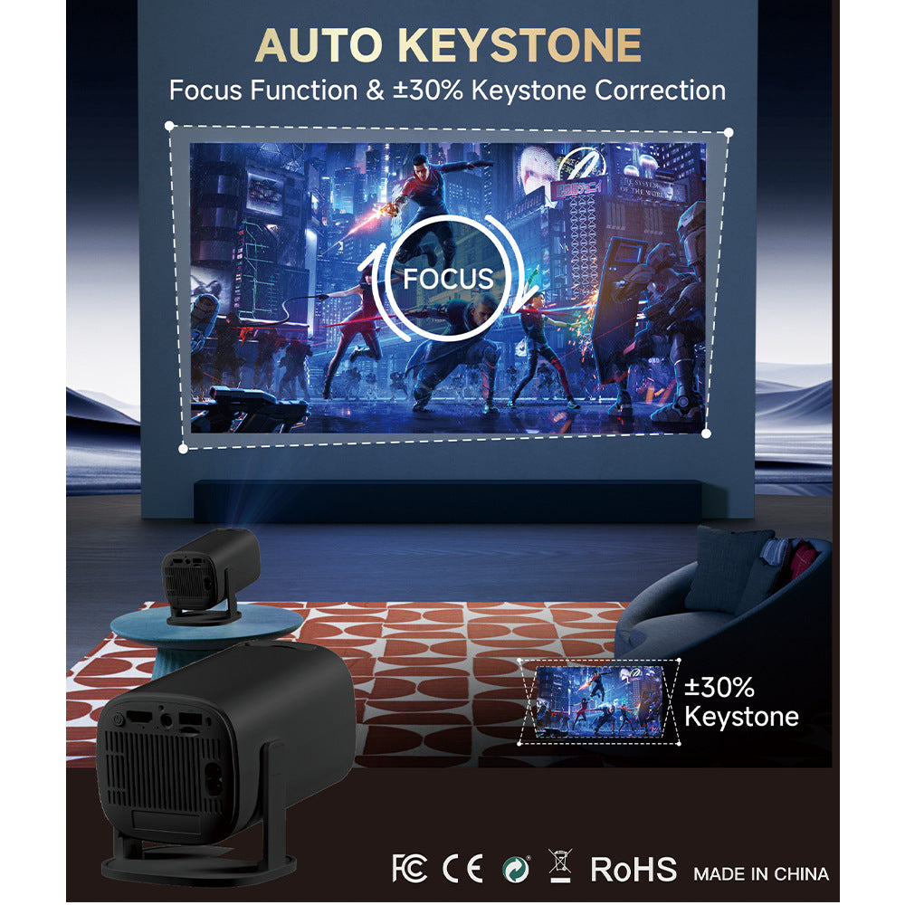 V1 Smart Video Projector Android 14 Automatic Keystone Correction WiFi / Bluetooth-compatible Home Theater, 1+8GB