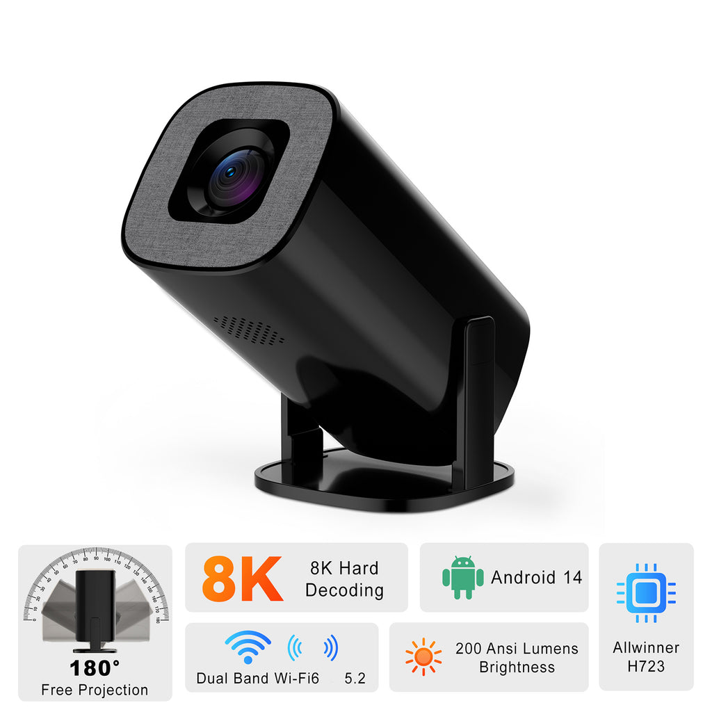 V1 Smart Video Projector Android 14 Automatic Keystone Correction WiFi / Bluetooth-compatible Home Theater, 1+8GB