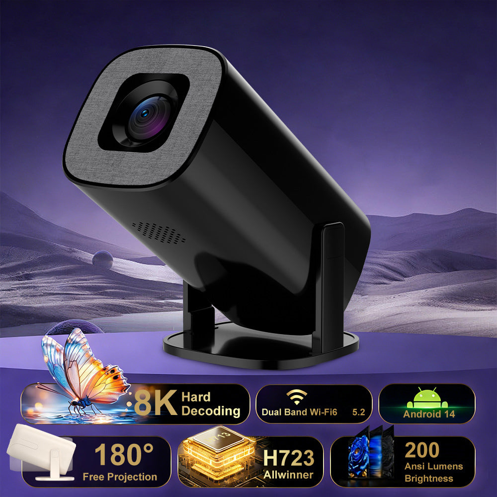 V1 Smart Video Projector Android 14 Automatic Keystone Correction WiFi / Bluetooth-compatible Home Theater, 1+8GB