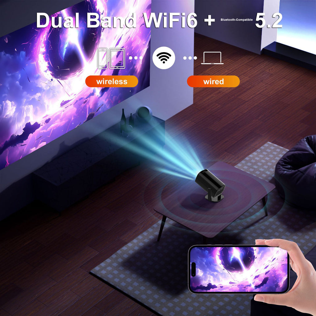 V1 Smart Video Projector Android 14 Automatic Keystone Correction WiFi / Bluetooth-compatible Home Theater, 1+8GB