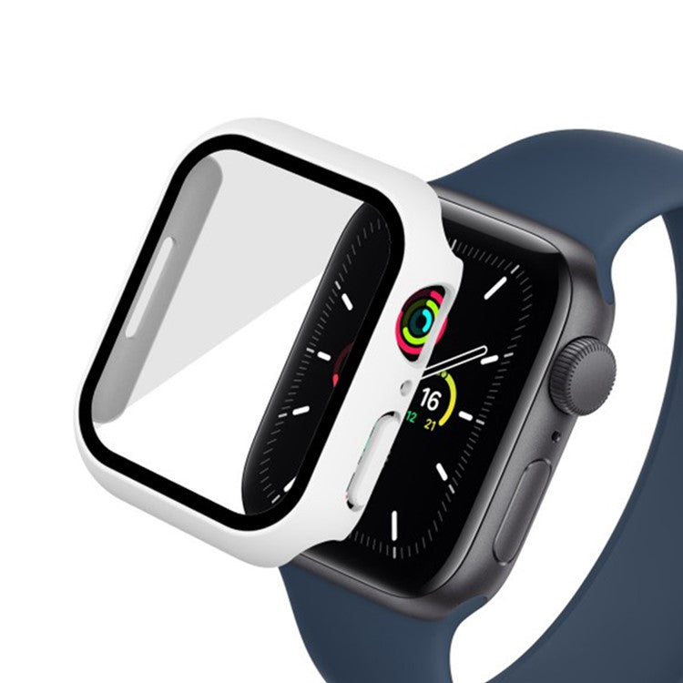 För Apple Watch Series 9/8/7 41 mm 2-i-1 hård PC-ram Vattentätt fodral med skärmskydd i härdat glas