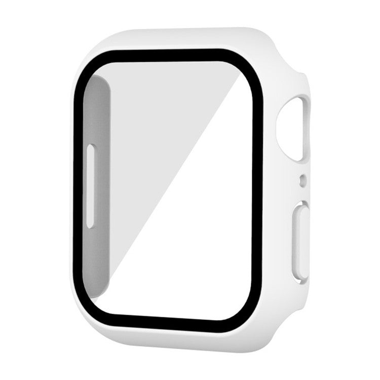 För Apple Watch Series 9/8/7 41 mm 2-i-1 hård PC-ram Vattentätt fodral med skärmskydd i härdat glas