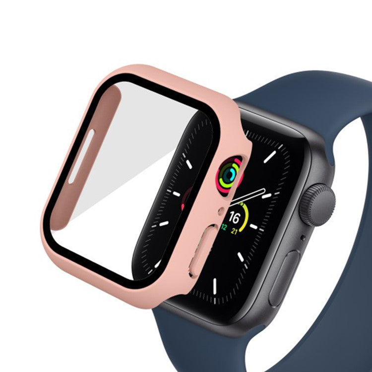 För Apple Watch Series 9/8/7 41 mm 2-i-1 hård PC-ram Vattentätt fodral med skärmskydd i härdat glas
