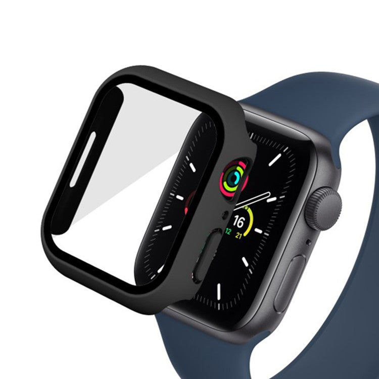 För Apple Watch Series 9/8/7 41 mm 2-i-1 hård PC-ram Vattentätt fodral med skärmskydd i härdat glas