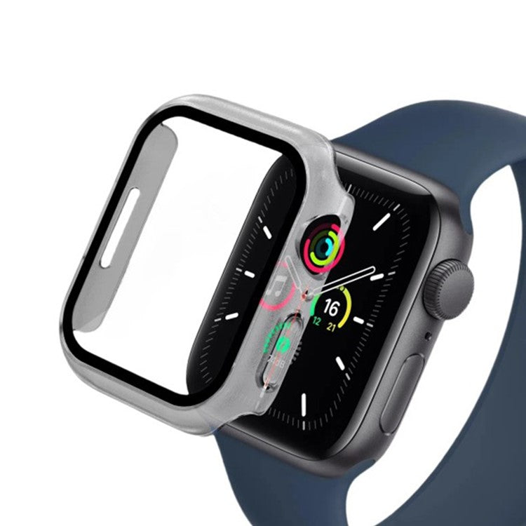 För Apple Watch Series 9/8/7 41 mm 2-i-1 hård PC-ram Vattentätt fodral med skärmskydd i härdat glas